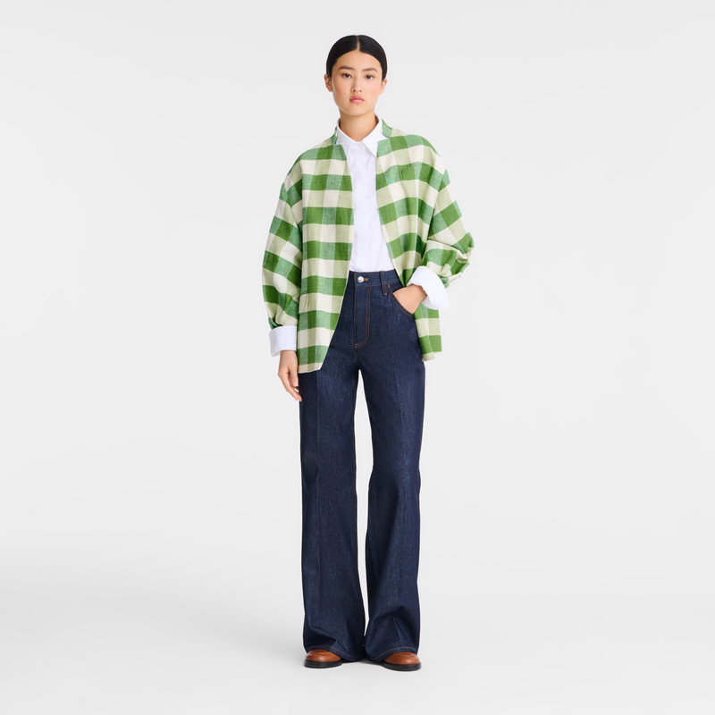 Longchamp | Kimono jacket Green - Vichy jacquard | Green