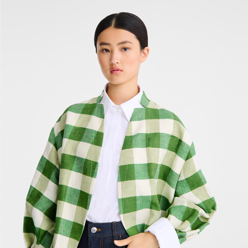Longchamp | Kimono jacket Green - Vichy jacquard | Green