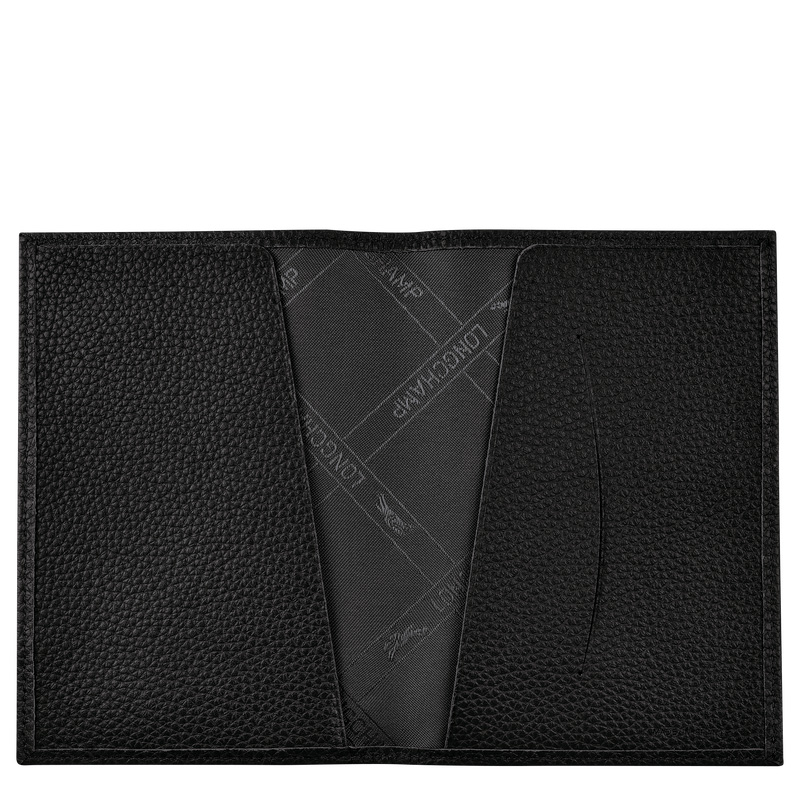 Longchamp | Le Foulonné Passport cover Black - Leather | Black