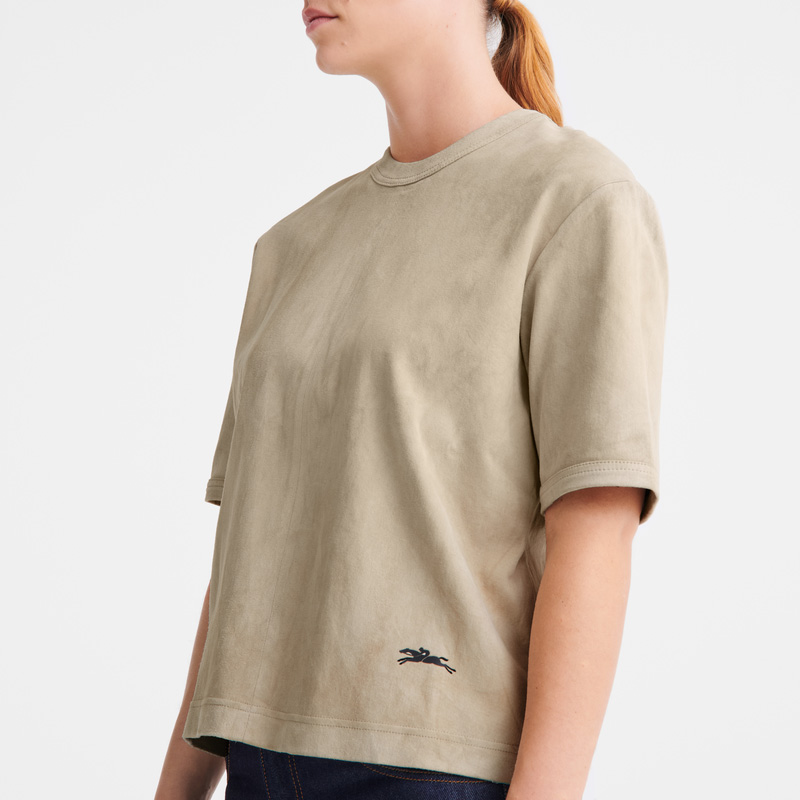 Longchamp | Short leather top Linen - Leather | Linen