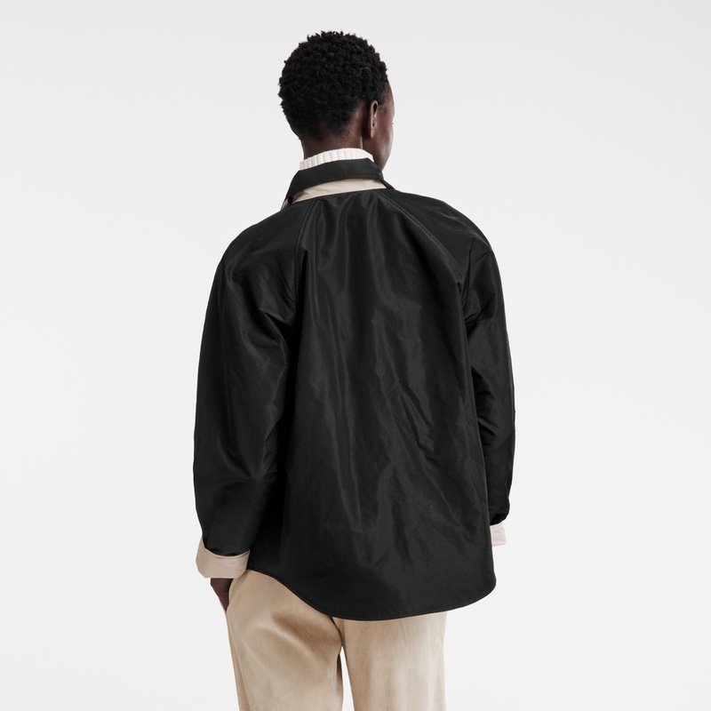 Longchamp | Padded blouson Black/Paper - Technical taffeta | Black/Mahogany