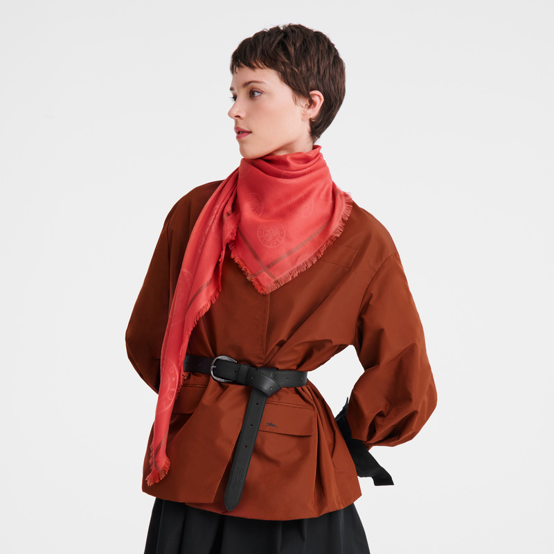 Longchamp | La Médaille Shawl Tomato - Cotton blend | Tomato