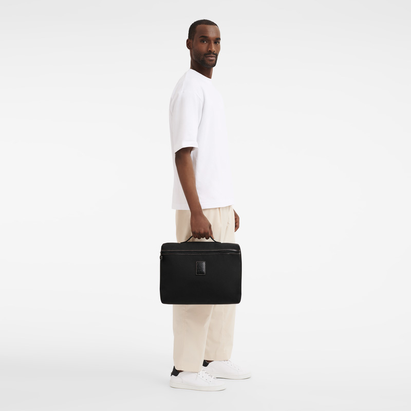 Longchamp | Boxford S Briefcase Black - Recycled canvas | Black