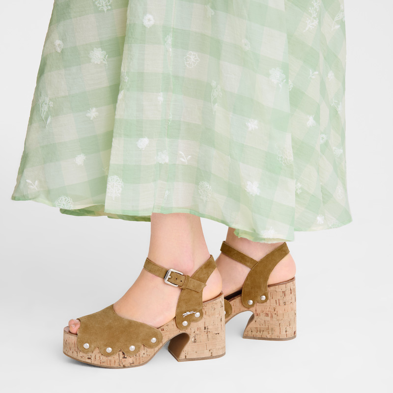 Longchamp | La Cigale Sandals Walnut - Leather | Walnut