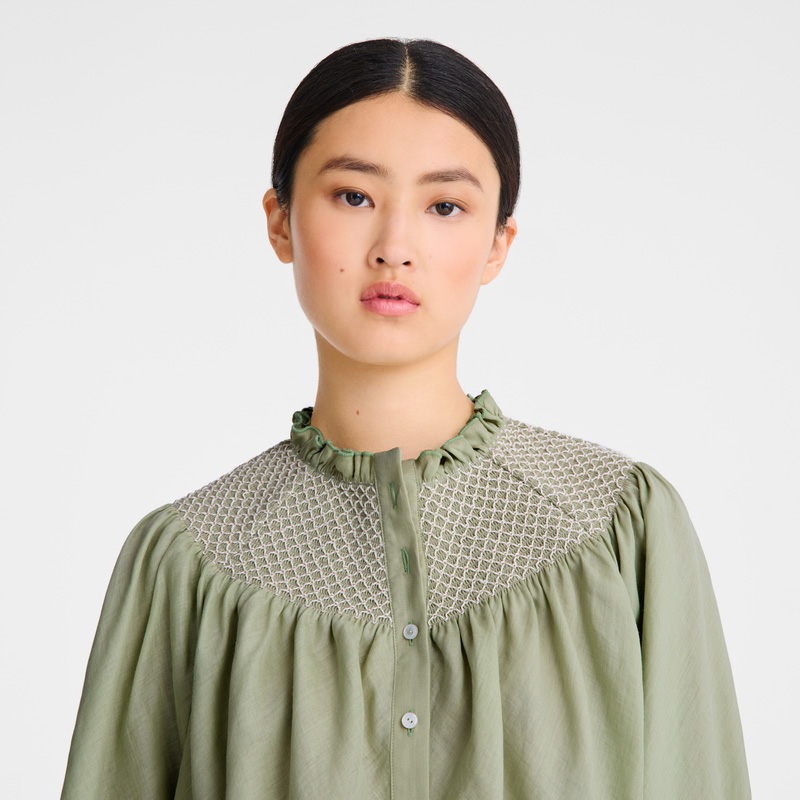 Longchamp | Blouse Vervain - Smocked veil | Vervain