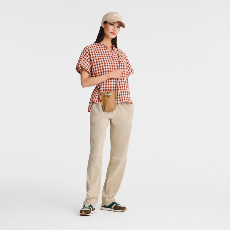 Longchamp | Le Roseau Phone case Walnut - Leather | Walnut