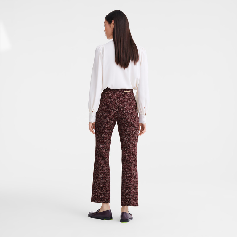 Longchamp | Trousers Eggplant - Printed gabardine | Eggplant
