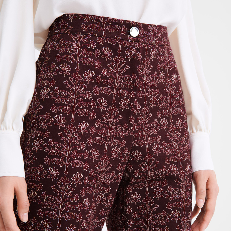 Longchamp | Trousers Eggplant - Printed gabardine | Eggplant
