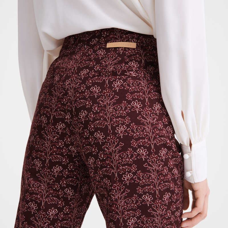 Longchamp | Trousers Eggplant - Printed gabardine | Eggplant