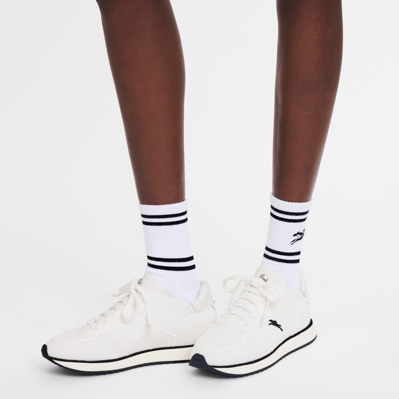Longchamp | Le Pliage Collection Sneakers Ecru - Leather | Ecru