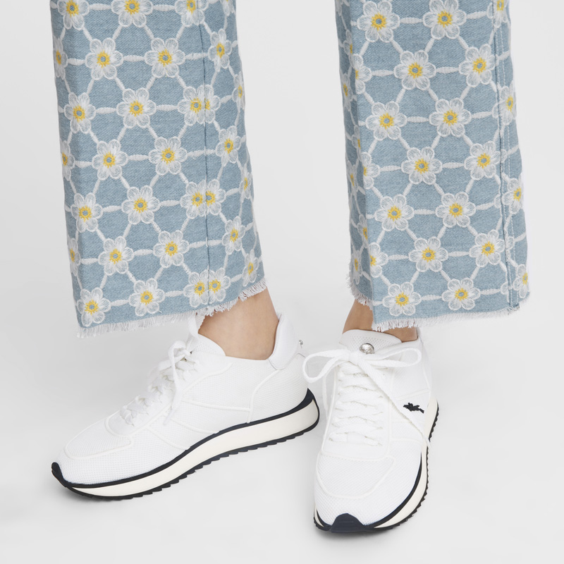 Longchamp | Le Pliage Collection Sneakers Ecru - Leather | Ecru