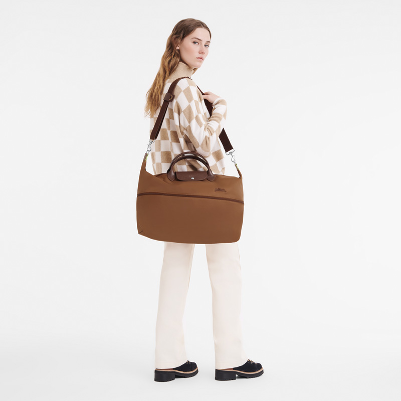 Longchamp | Le Pliage Green Travel bag expandable Cognac - Recycled canvas | Cognac