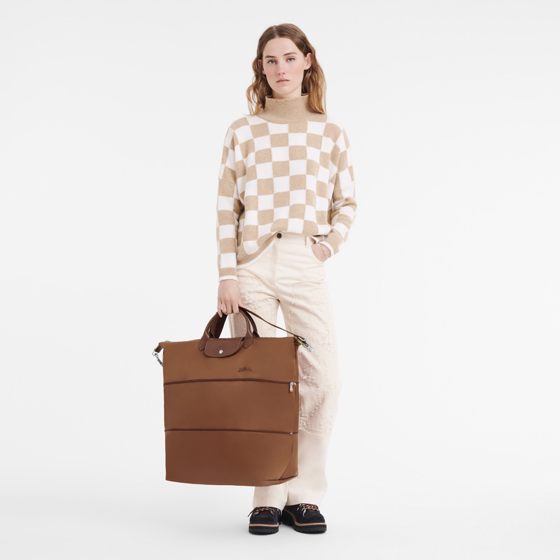 Longchamp | Le Pliage Green Travel bag expandable Cognac - Recycled canvas | Cognac