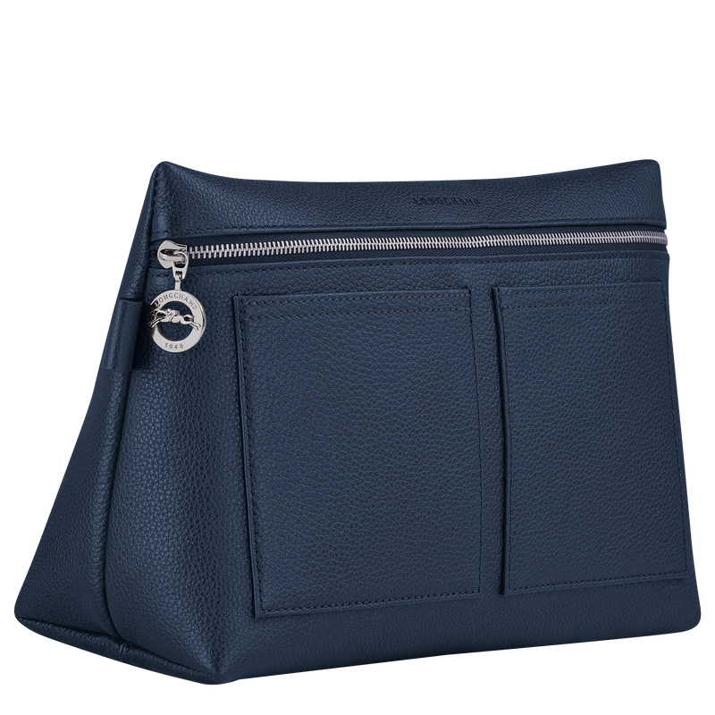 Longchamp | Le Foulonné Toiletry case Navy - Leather | Navy