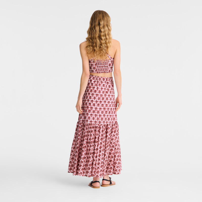 Longchamp | Long skirt Blush - Vichy print veil | Blush