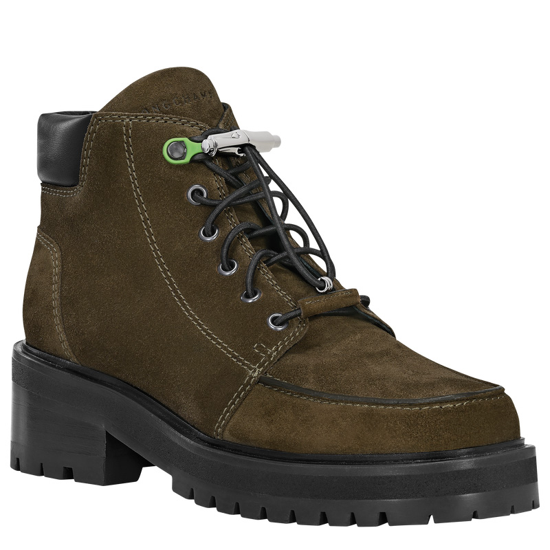 Longchamp | La Baroudeuse Low Boots Olive - Leather | Olive