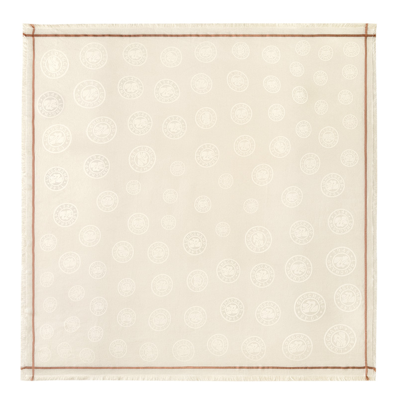 Longchamp | La Médaille Shawl Ivory - Cotton blend | Ivory