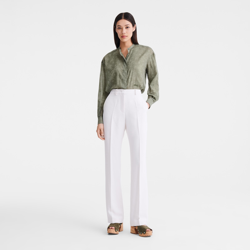 Longchamp | Trousers Ecru - Crepe | Ecru