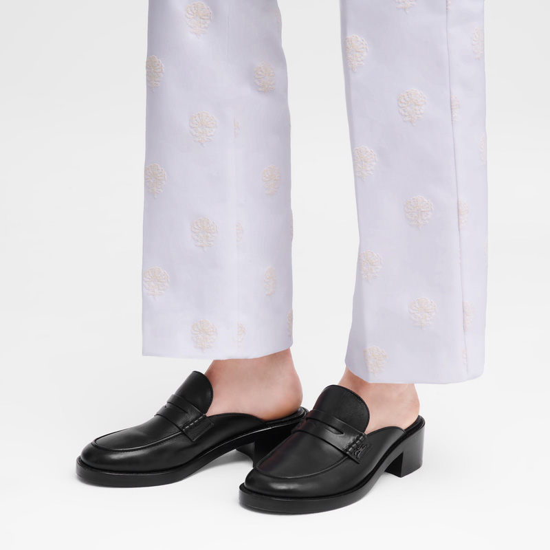 Longchamp | Epure Timeless Mules Black - Leather | Black