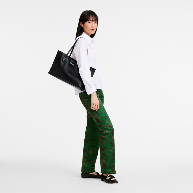 Longchamp | Le Roseau Essential M Tote bag Black - Leather | Black
