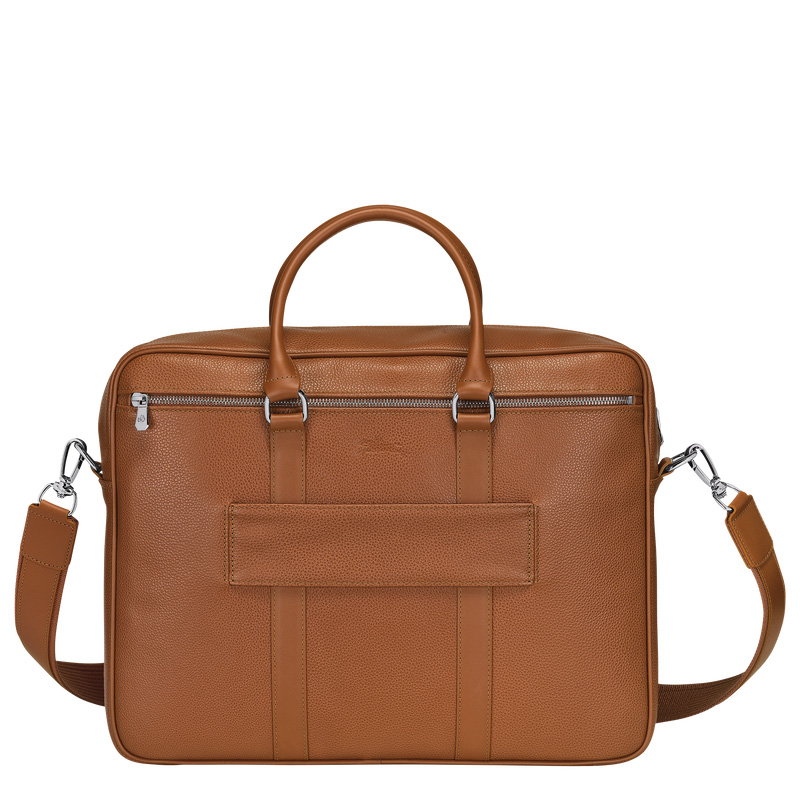 Longchamp | Le Foulonné M Briefcase Caramel - Leather | Caramel