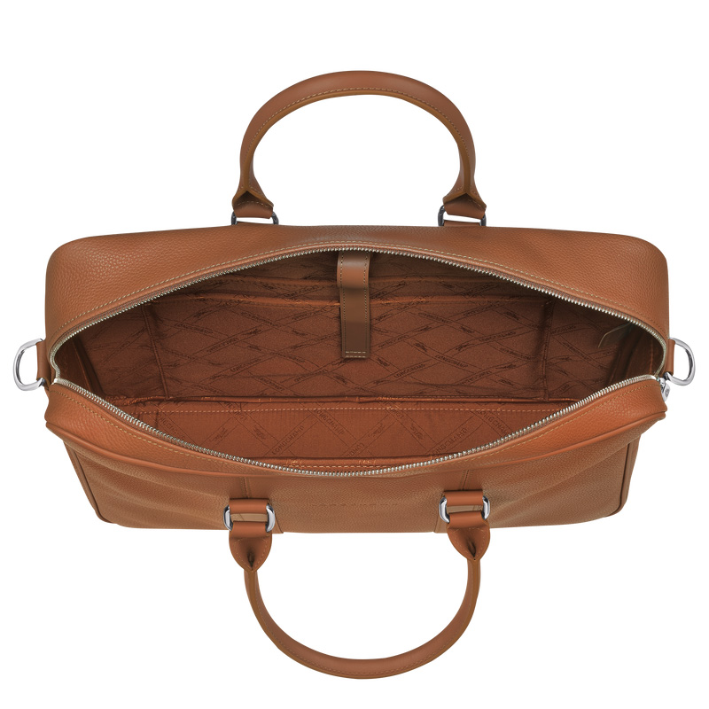 Longchamp | Le Foulonné M Briefcase Caramel - Leather | Caramel