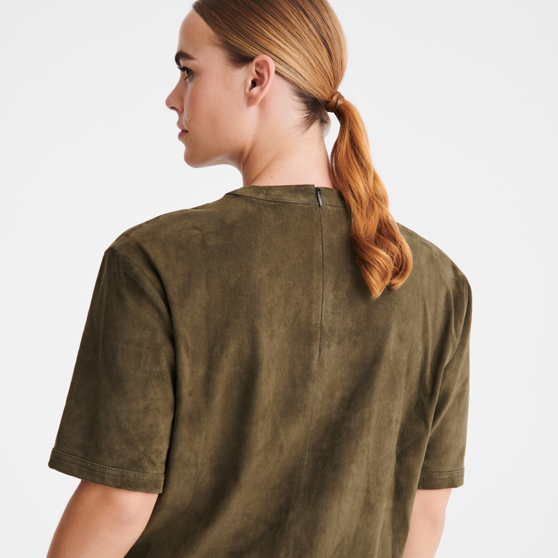 Longchamp | Short leather top Khaki - Leather | Khaki