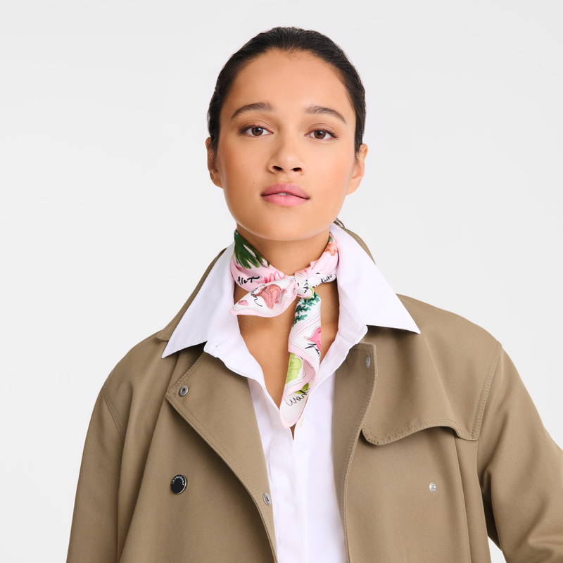 Longchamp | Pink and Green Silk scarf 50 Ballerina - OTHER | Ballerina