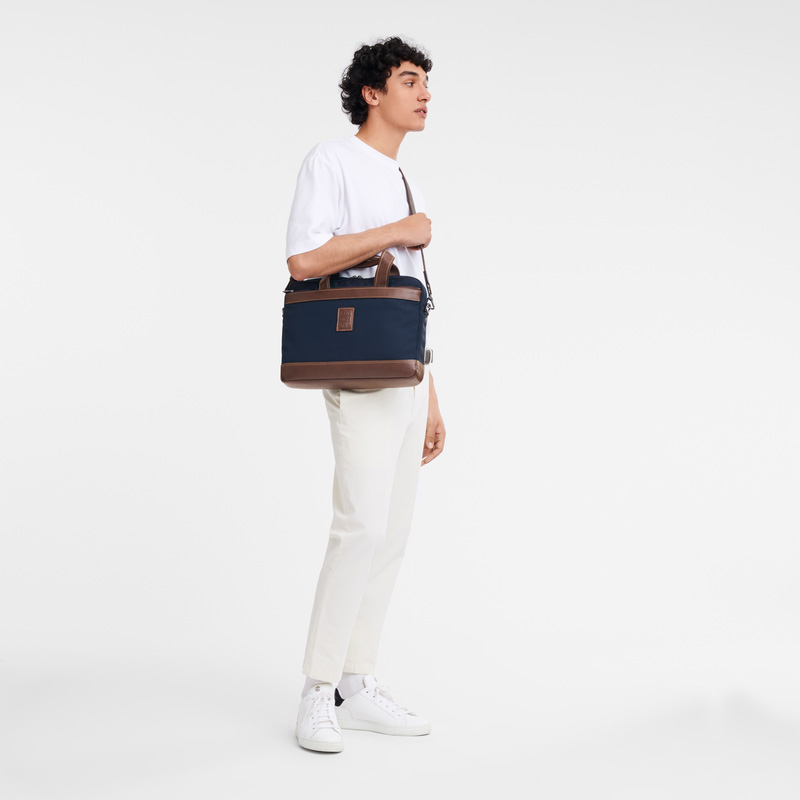 Longchamp | Boxford S Briefcase Blue - Recycled canvas | Blue