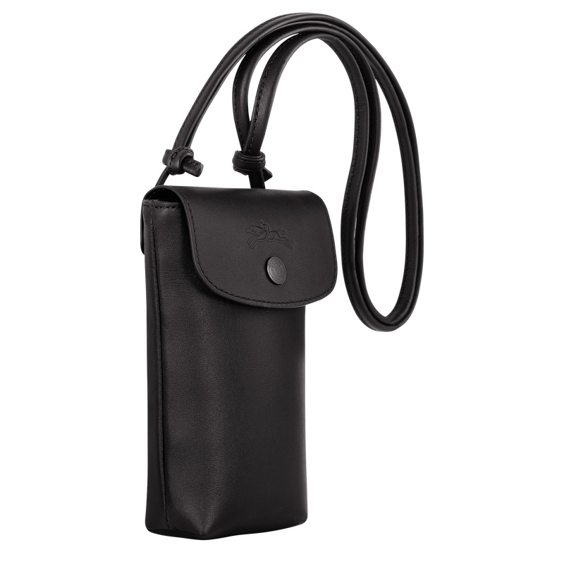 Longchamp | Le Pliage Xtra Phone case with leather lace Black - Leather | Black