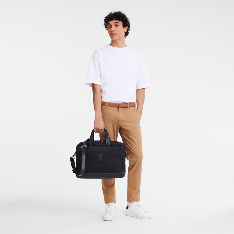 Longchamp | Boxford L Briefcase Black - Recycled canvas | Black