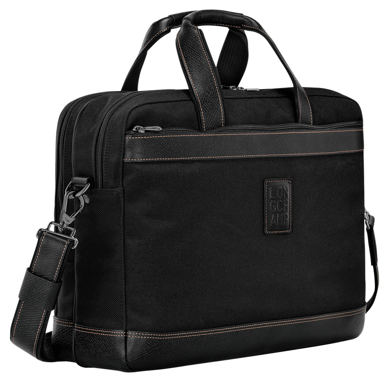 Longchamp | Boxford L Briefcase Black - Recycled canvas | Black