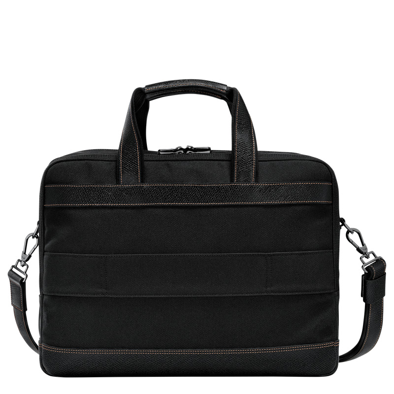 Longchamp | Boxford L Briefcase Black - Recycled canvas | Black