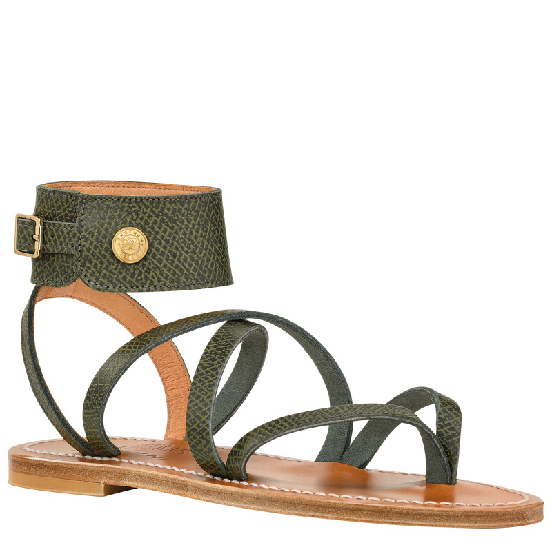 Longchamp | x K.Jacques Sandals Forest - Leather | Forest