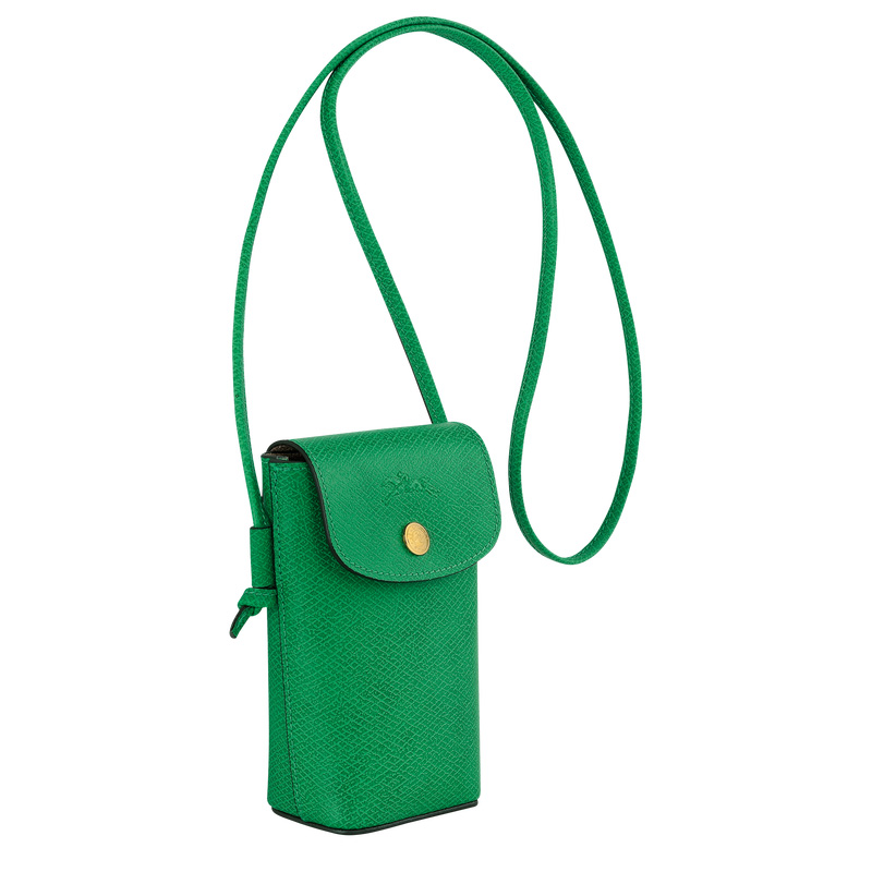 Longchamp | Épure Phone case with leather lace Green - Leather | Green