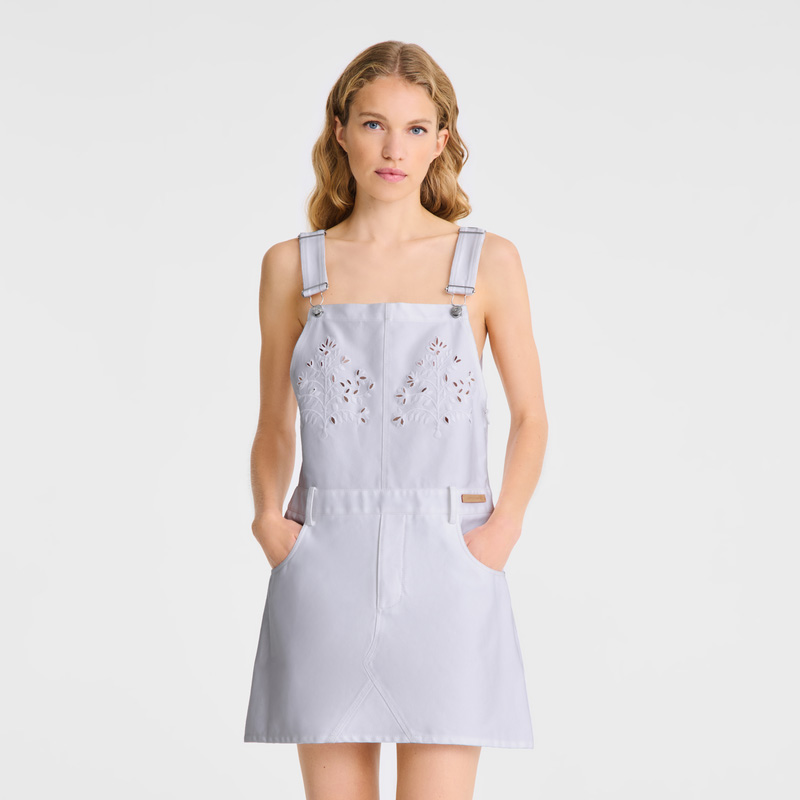 Longchamp | Dress White - Embroidered gabardine | White