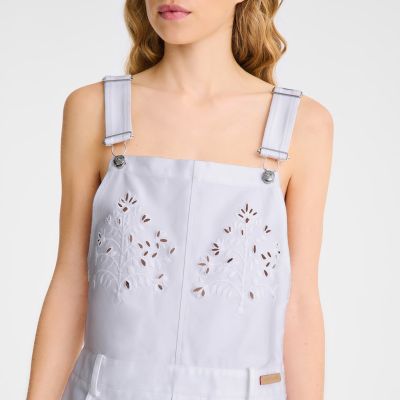 Longchamp | Dress White - Embroidered gabardine | White