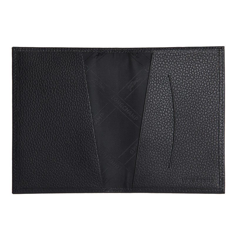 Longchamp | Le Foulonné Passport cover Black - Leather | Black