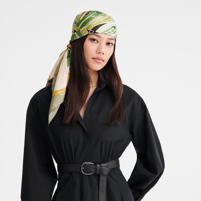 Longchamp | Tête de cheval Silk scarf 90 Artichoke - OTHER | Artichoke