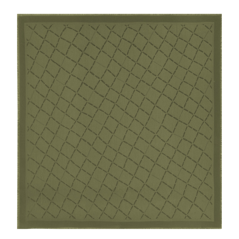 Longchamp | Le Roseau Shawl Khaki - Silk Blend | Khaki