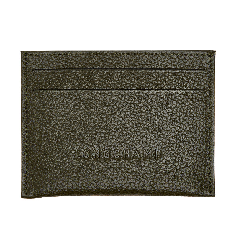 Longchamp | Le Foulonné Card holder Khaki - Leather | Khaki