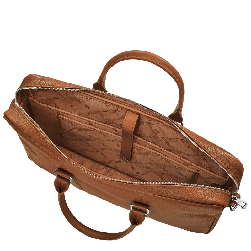 Longchamp | Le Foulonné S Briefcase Caramel - Leather | Caramel