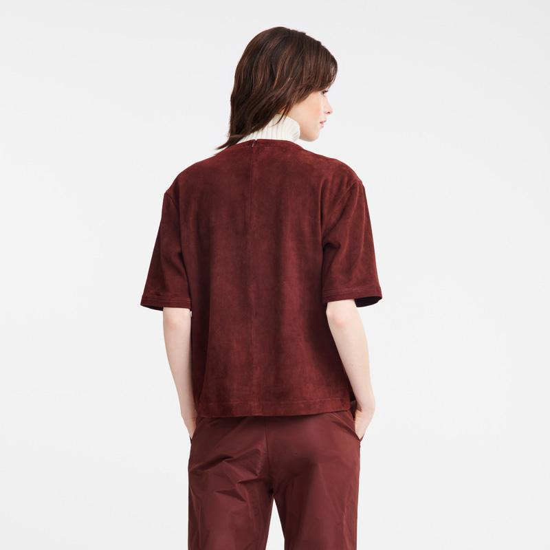 Longchamp | Short leather top Burgundy - Leather | Burgundy