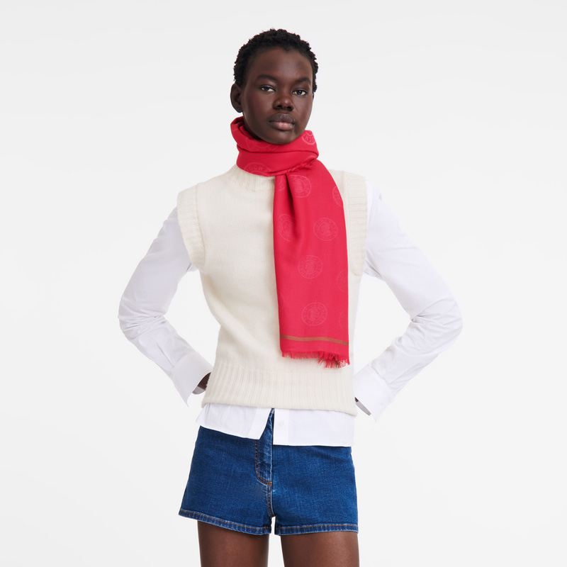 Longchamp | La Médaille Shawl Magenta - Cotton blend | Magenta