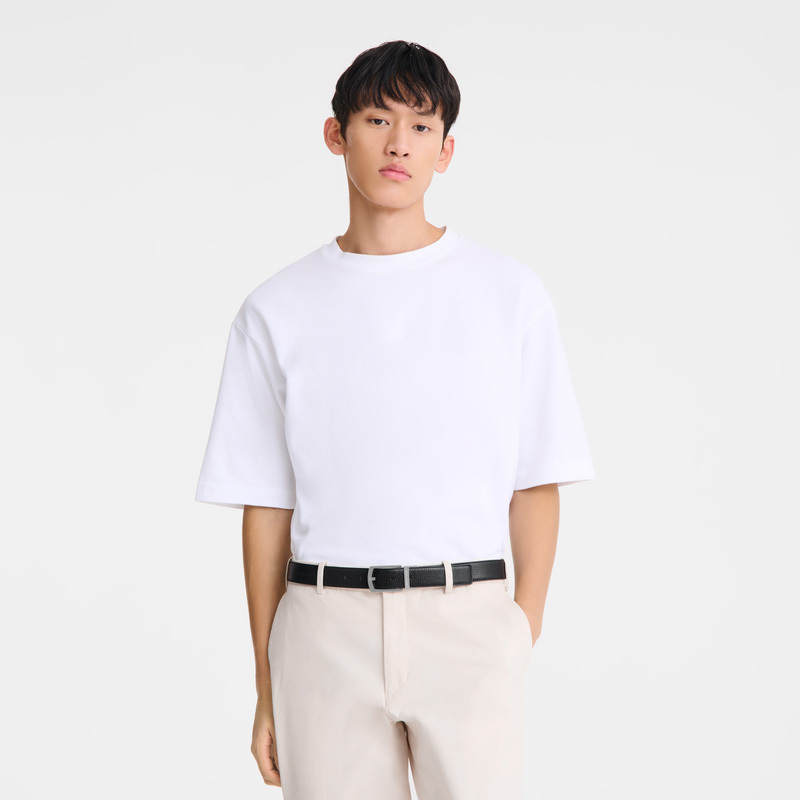 Longchamp | Le Foulonné Men's belt Black/Caramel - Leather | Black/Caramel