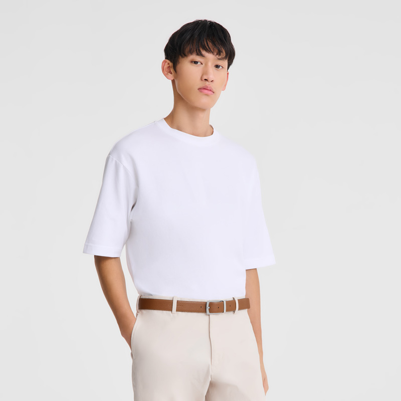 Longchamp | Le Foulonné Men's belt Black/Caramel - Leather | Black/Caramel