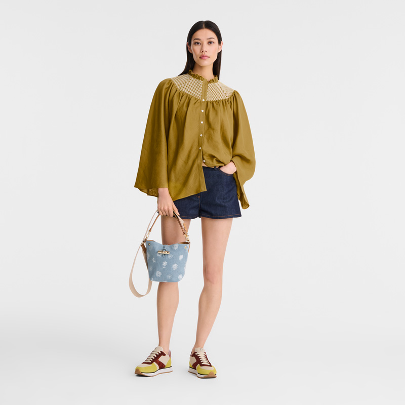 Longchamp | Le Roseau XS Bucket bag Sky Blue - Canvas | Sky Blue