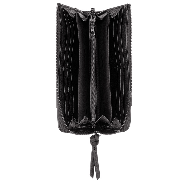 Longchamp | 3D Zip around wallet Black - Leather | Black
