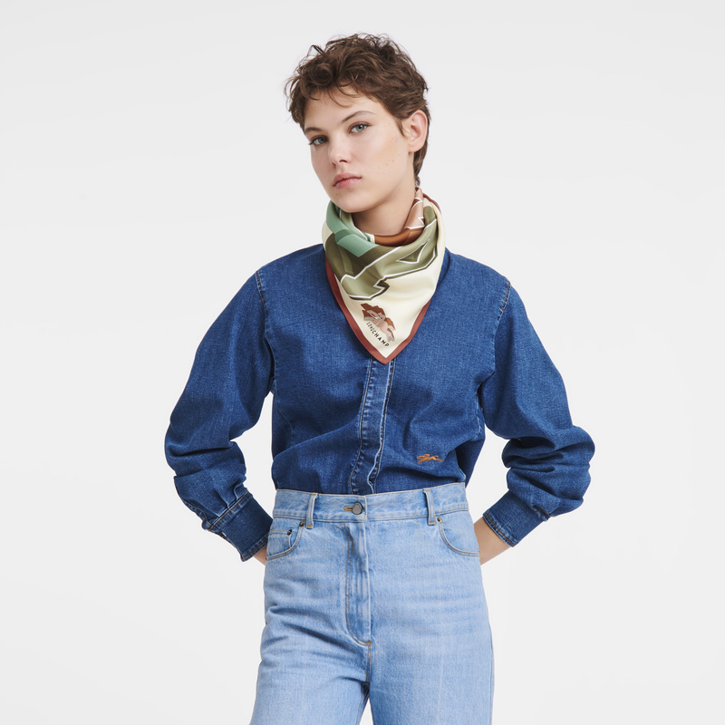 Longchamp | University Silk scarf 70 Sienna - Silk | Sienna