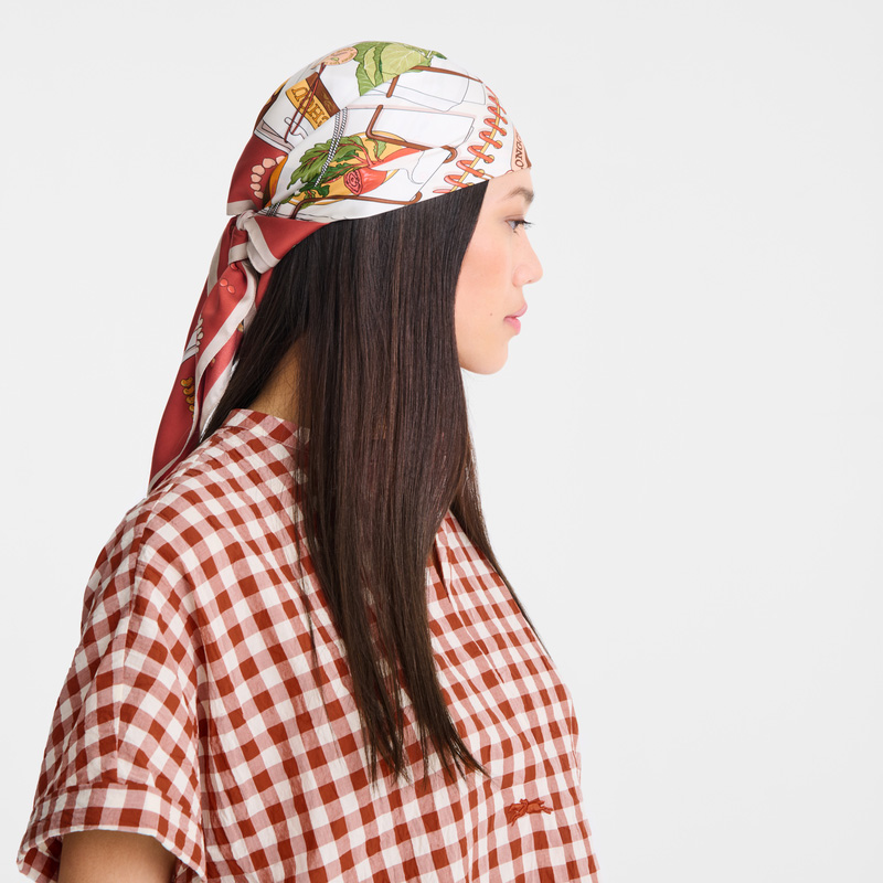 Longchamp | In the Vegetable Garden Silk scarf 70 Tomato - OTHER | Tomato